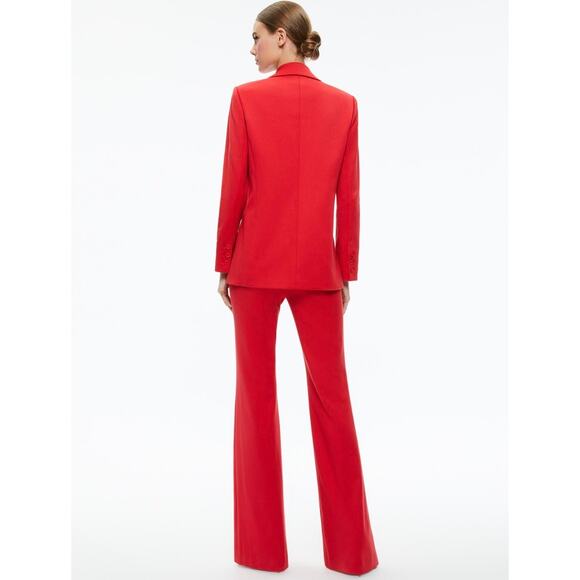 Alice + Olivia Denny Boyfriend Blazer 6 Red Single Button Tailored Jacket Suit - Picture 8 of 16